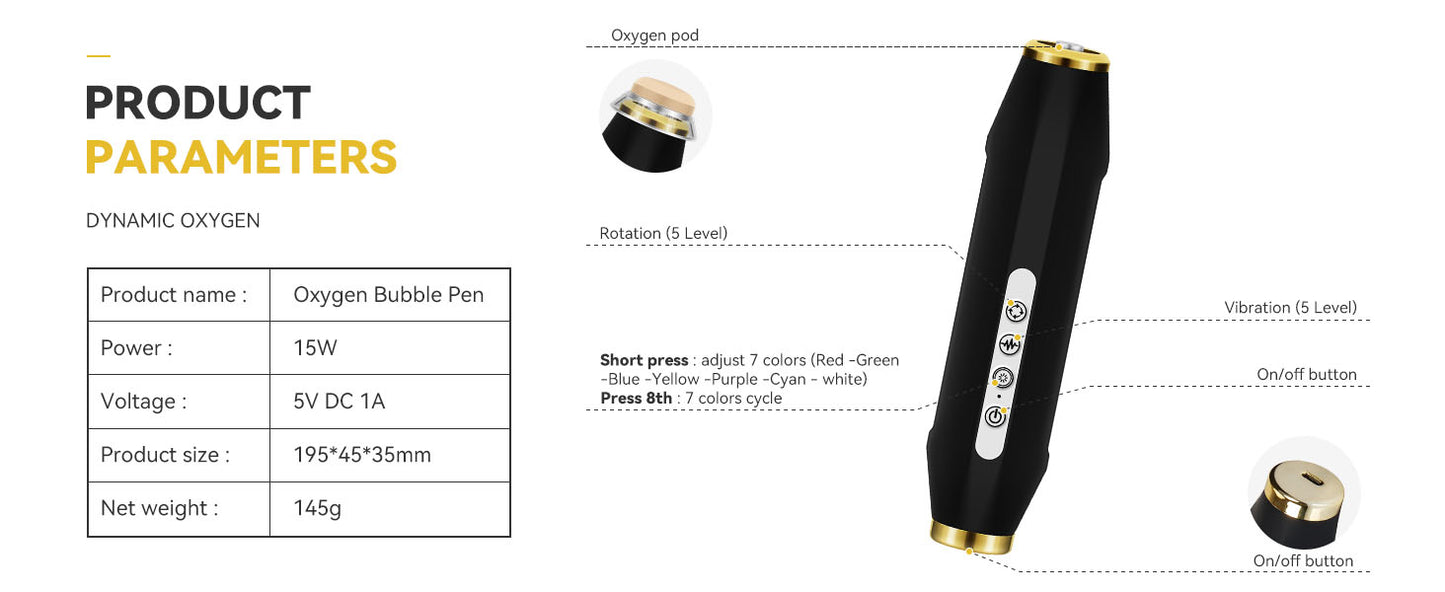 Portable CO2 Oxygen Bubble Pen Rechargeable Facial Exfoliate Device
