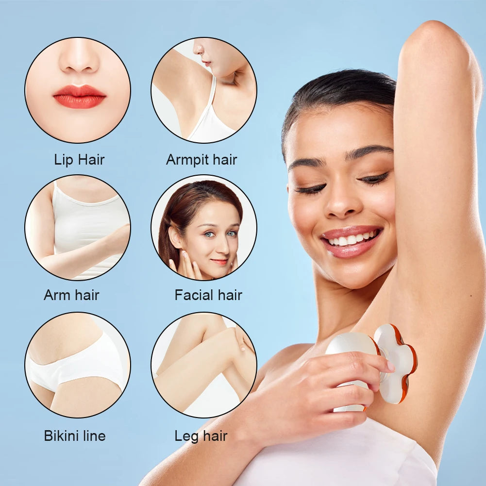 Gold Electric Hair Removal Device with Five-Blade Head, USB Rechargeable