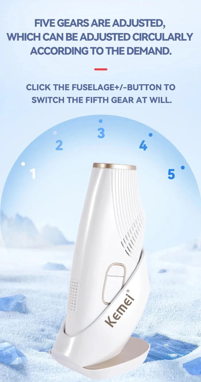 IPL Laser Hair Removal Device with Ice Cooling for Painless Epilation