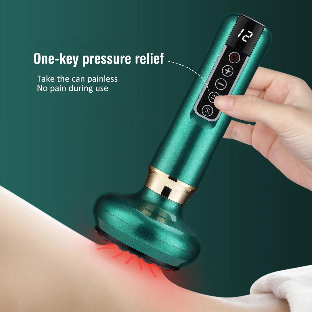 6/12 Gears Electric Cupping Massager with Infrared Heat & Suction