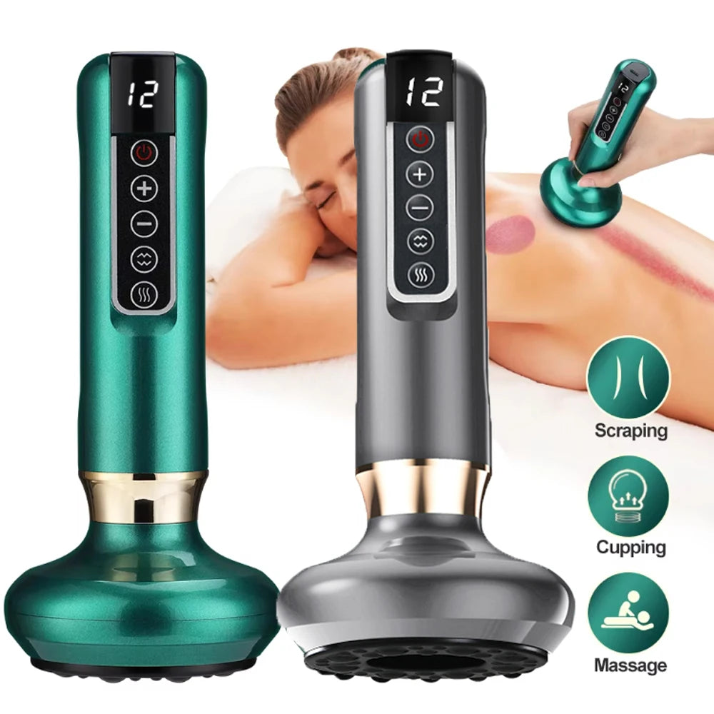 6/12 Gears Electric Cupping Massager with Infrared Heat & Suction